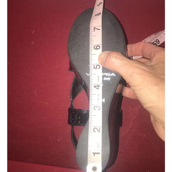 Via Spiga black shiny wedge sandals Strappy open toe ankle strap size 8.5M women - Picture 5 of 14